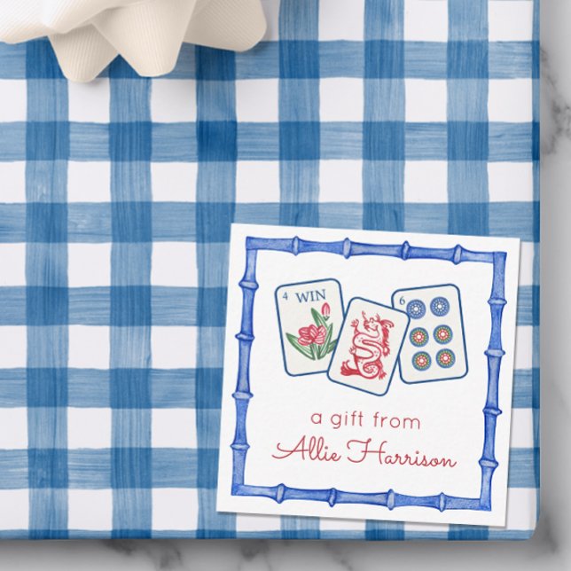 Watercolor Mahjong Tiles & Bows Enclosure Note Card (Creator Uploaded)