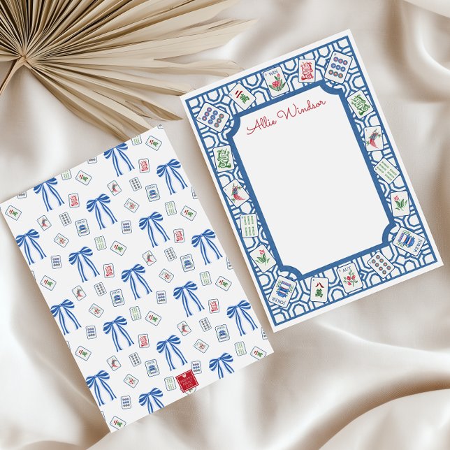 Watercolor Mahjong Tiles Party Note Card (Creator Uploaded)