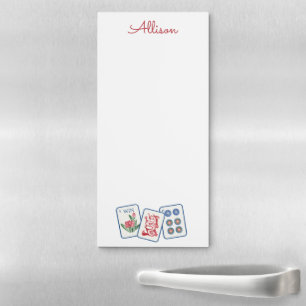 Watercolor Mahjong Tiles Personalized Magnetic Notepad