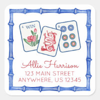 Watercolor Mahjong Tiles Return Address