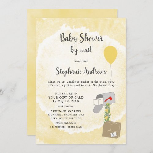 Watercolor Mailbox Neutral Baby Shower by mail Invitation