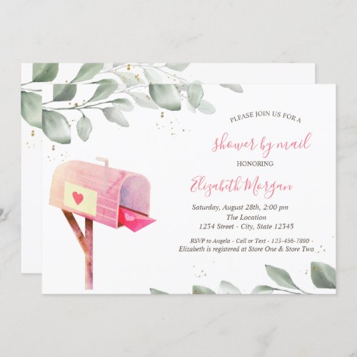 Watercolor Mailbox Tree Leaves Virtual Baby Shower Invitation