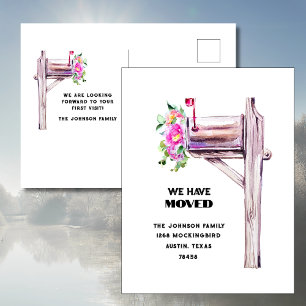Watercolor Mailbox We Have Moved Announcement Postcard
