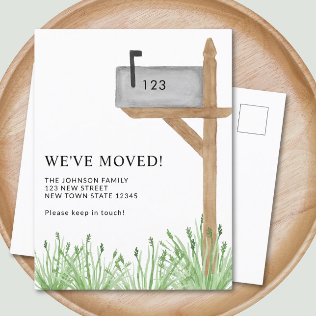 Watercolor Mailbox We've Moved Moving Announcement Postcard (Creator Uploaded)