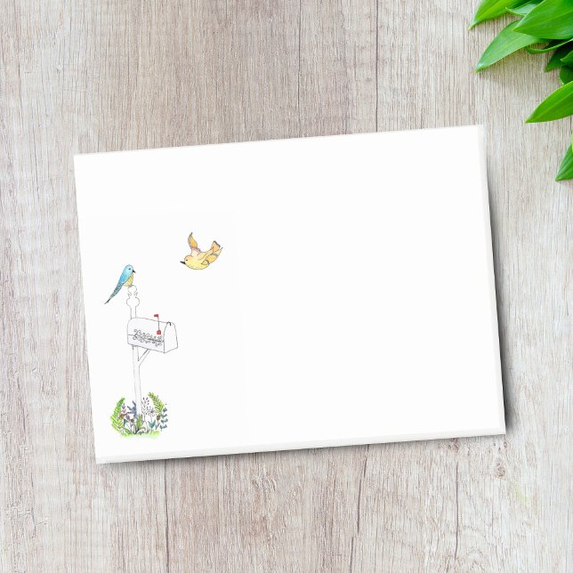 Watercolor Mailbox With Birds Post-it Notes (Brighten your day with charming Watercolor Mailbox With Birds Notes.)