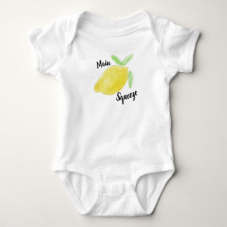 Watercolor “Main Squeeze” Lemon Baby Bodysuit