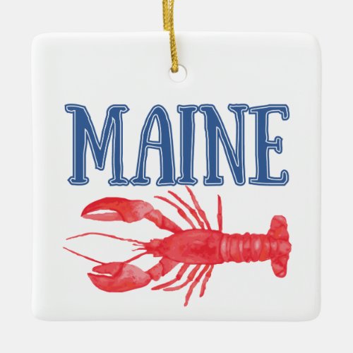 Watercolor Maine Lobster Ceramic Ornament