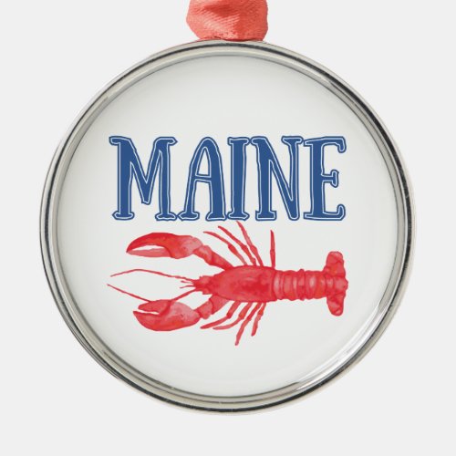 Watercolor Maine Lobster Metal Ornament