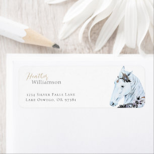 Watercolor Majestic Jewel Embellished White Horse Label