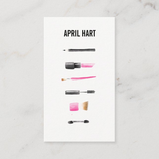 Watercolor Makeup Artist Business Cards (Front)