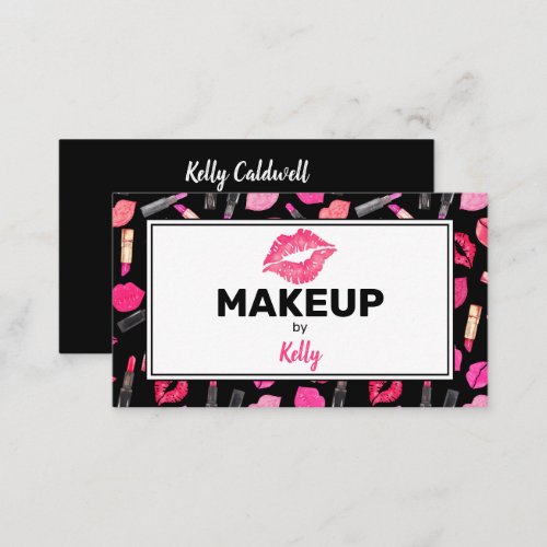 Watercolor Makeup Artist Glam Gold Pink Business C Business Card