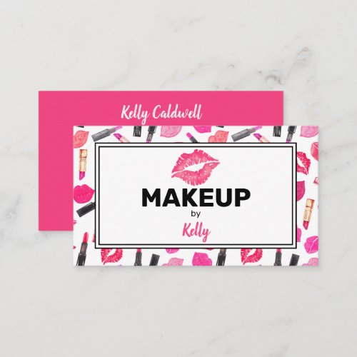 Watercolor Makeup Artist Glam Gold Pink Business Card