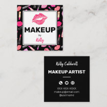 Watercolor Makeup Artist Glam Square Business Card