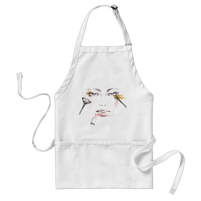 Watercolor Makeup Face Adult Apron (Front)