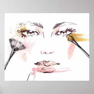 Watercolor Makeup Face Poster