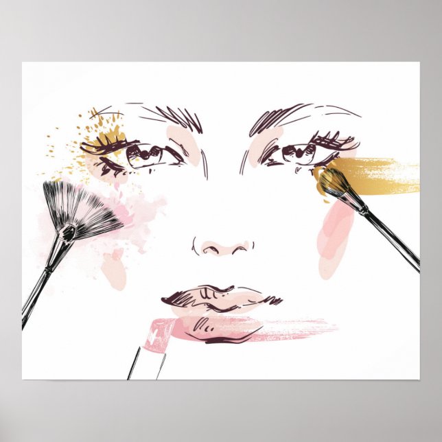 Watercolor Makeup Face Poster (Front)
