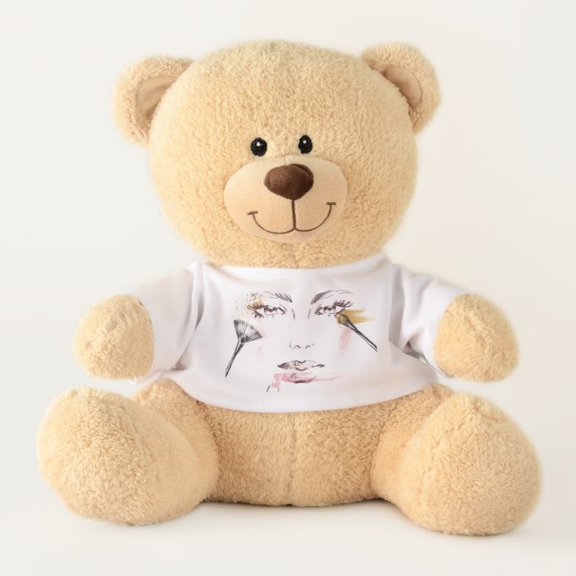Watercolor Makeup Face Teddy Bear (Front)