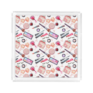 Watercolor Makeup Pattern Acrylic Tray