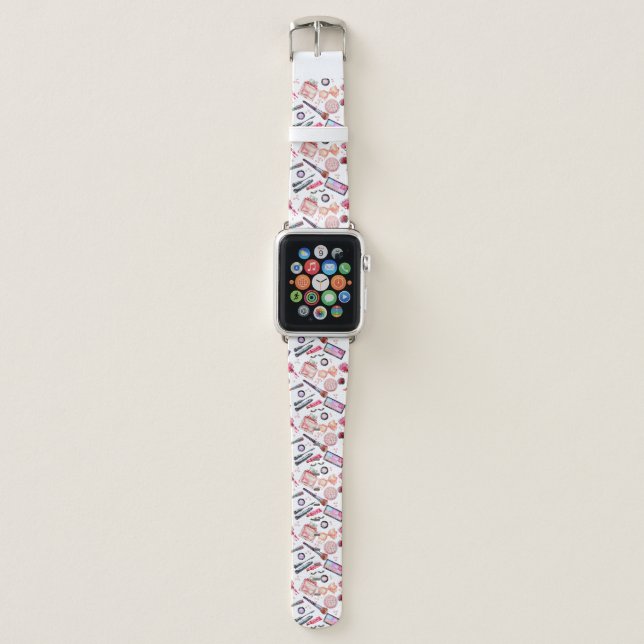 Watercolor Makeup Pattern Apple Watch Band (Front)