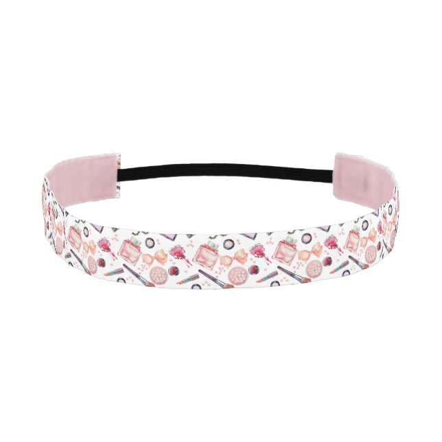 Watercolor Makeup Pattern Athletic Headband (Front)