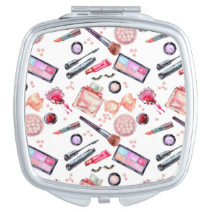 Watercolor Makeup Pattern Compact Mirror