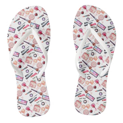 Watercolor Makeup Pattern Flip Flops