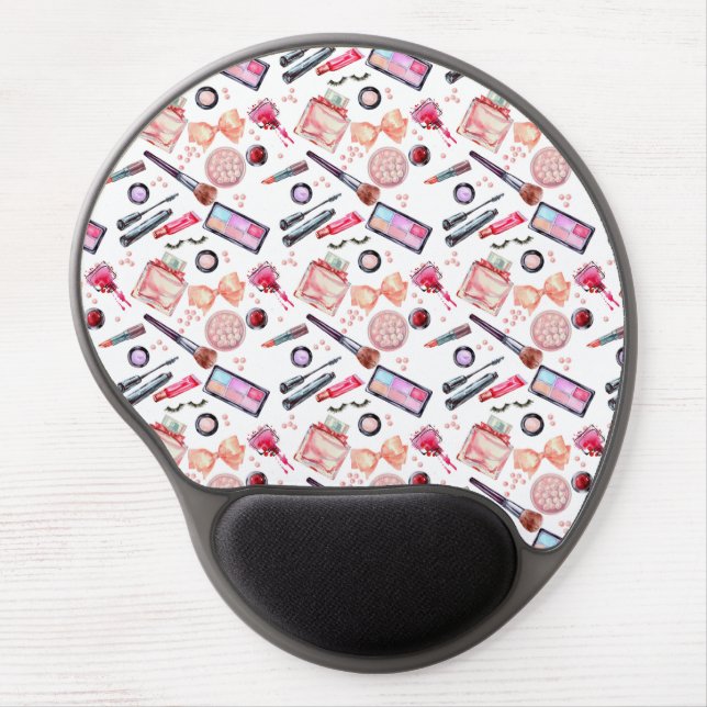 Watercolor Makeup Pattern Gel Mouse Pad (Front)