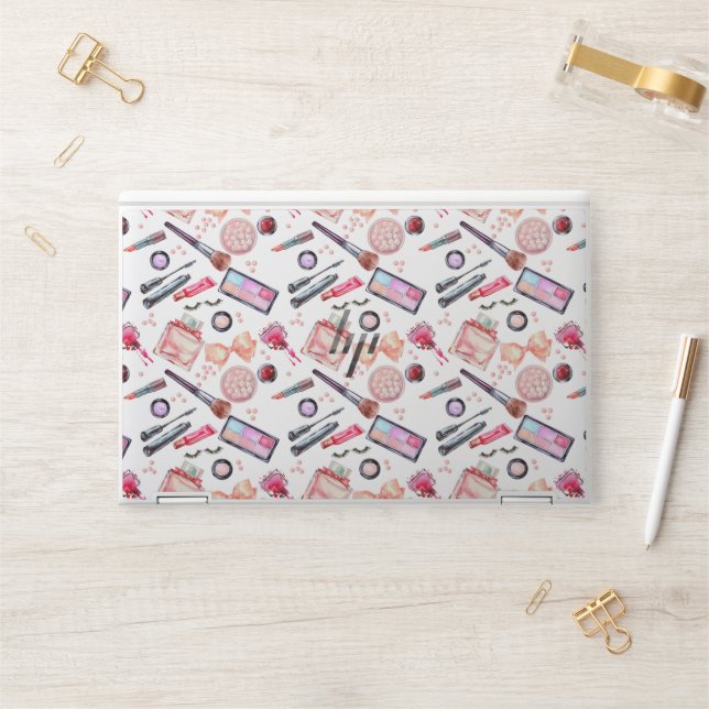 Watercolor Makeup Pattern HP Laptop Skin (Desk)