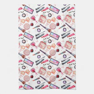 Watercolor Makeup Pattern Kitchen Towel