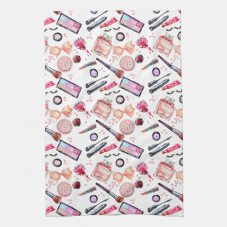 Watercolor Makeup Pattern Kitchen Towel