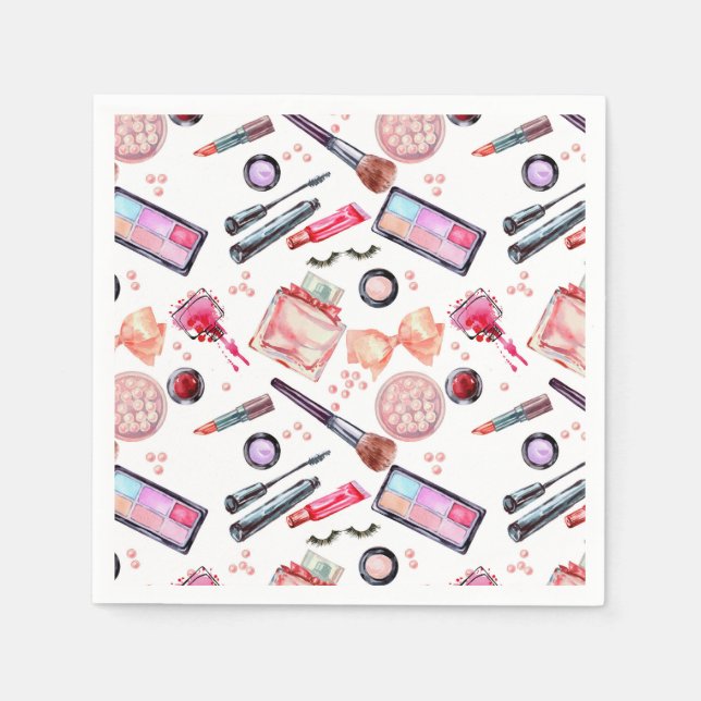 Watercolor Makeup Pattern Napkins (Front)
