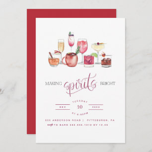 Watercolor Making Spirits Bright Party Invitation