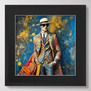 Watercolor Male Model Colorful Fashion Poster