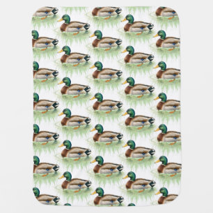 Watercolor Mallard Duck Baby Shower Blanket
