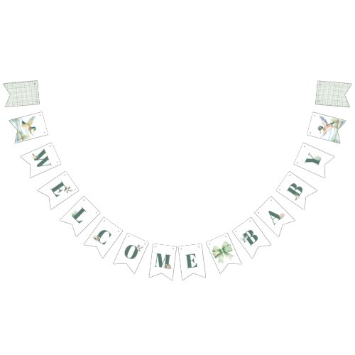 Watercolor Mallard Duck Baby Shower Bunting Flags