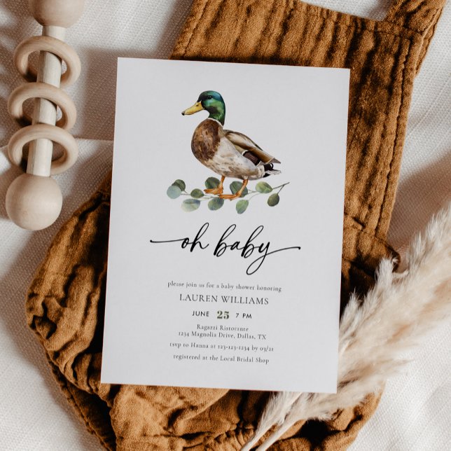 Watercolor Mallard Duck Baby Shower Invitation (Creator Uploaded)
