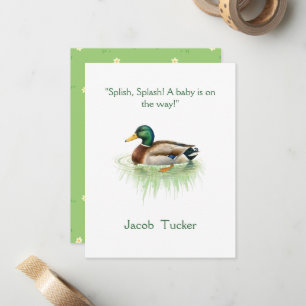 Watercolor Mallard Duck Baby Shower Note Card