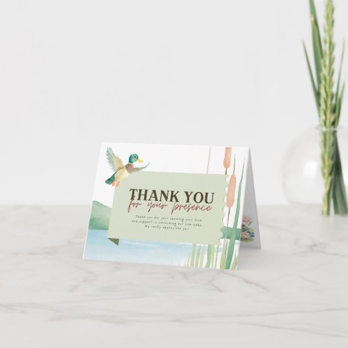 Watercolor Mallard Duck Baby Shower Thank You Card