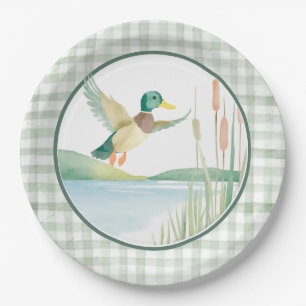 Watercolor Mallard Duck Paper Plate