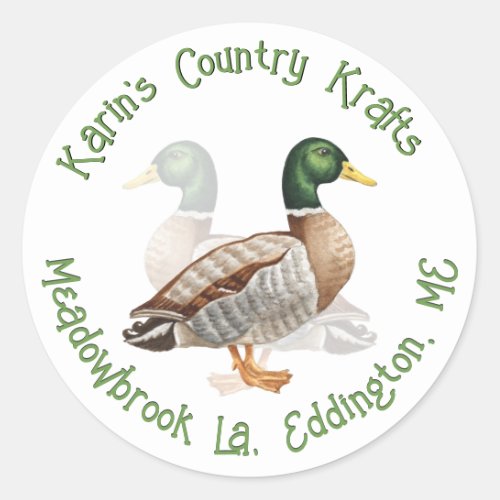 Watercolor Mallard Duck with Reflection Sticker 