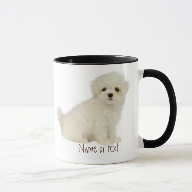 Watercolor Maltese Pet Dog Custom Mug (Right)