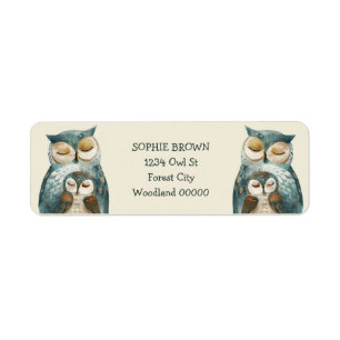 Watercolor Mama Owl& Owlet Return Address Label