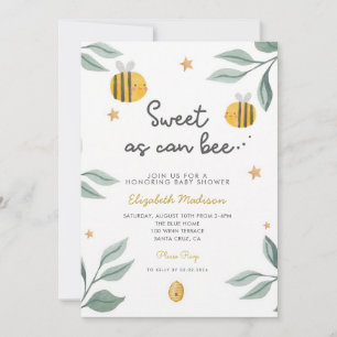 Watercolor Mama to Bee Honey Baby Shower Invitation