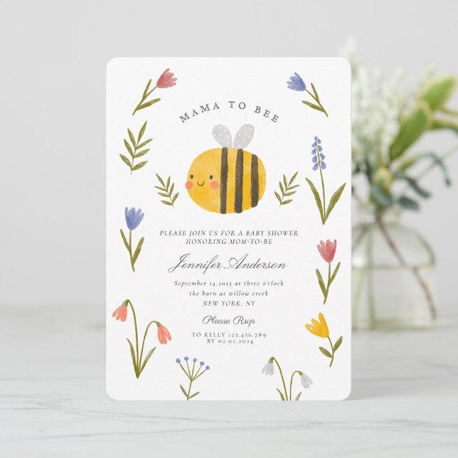 Watercolor Mama to bee Wildflowers Baby Shower Invitation (Creator Uploaded)