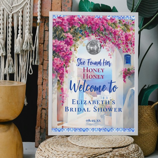 Watercolor Mamma Mia Pink Flowers Disco Welcome Poster (Creator Uploaded)