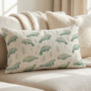 Watercolor Manatee Throw Pillow
