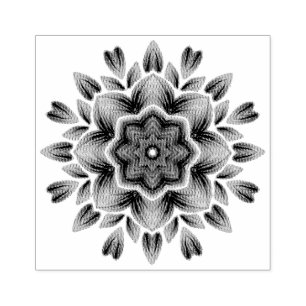 Watercolor Mandala Art - Red Rose Petals Flower Rubber Stamp
