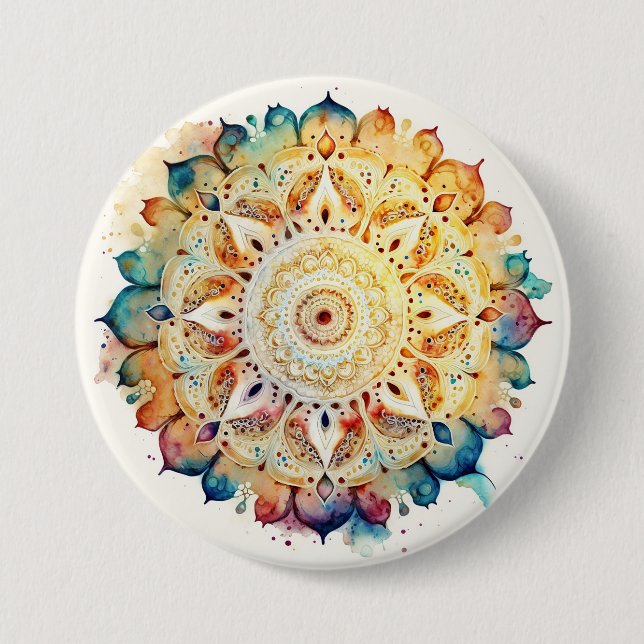 Watercolor Mandala Button (Front)