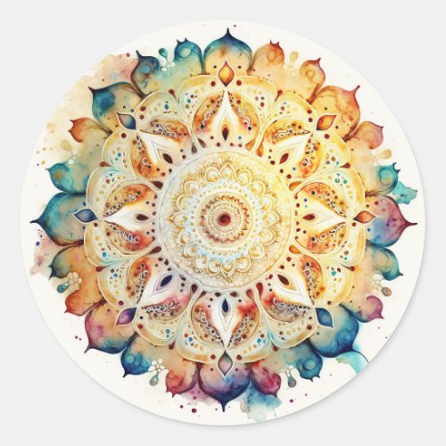 Watercolor Mandala Classic Round Sticker