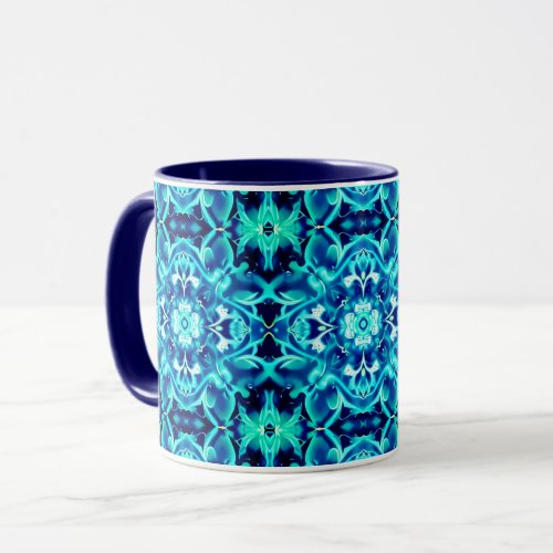 Watercolor Mandala Flower in Shades of Indigo Blue Mug